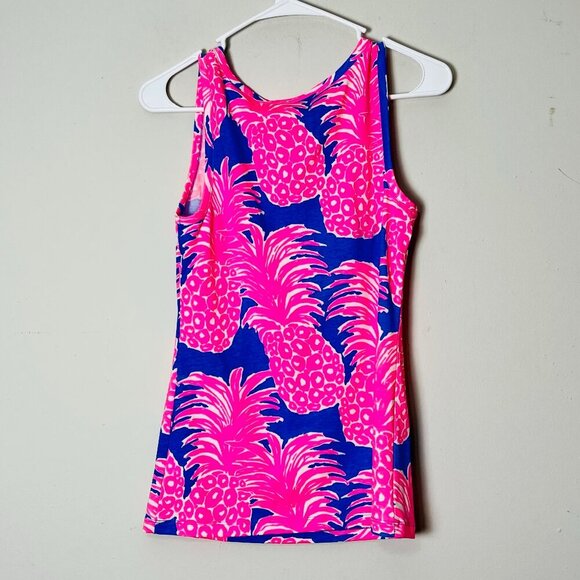 Lilly‎ Pulitzer Tank Top Women XS Pink Pineapple Print Sleeveless Casual Top - Picture 2 of 9